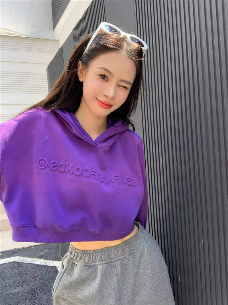 Gradient Purple Three-Dimensional Letter Loose Hoodie