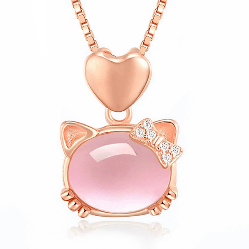 Loving Heart in Sterling Silver Women's Rose Quartz Pendant Necklace