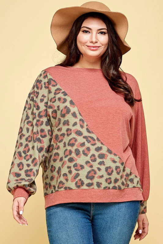 Animal French Terry Brush Contrast Print Pullover