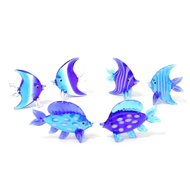 6pcs Hand Made Murano Glass Fish Figurines