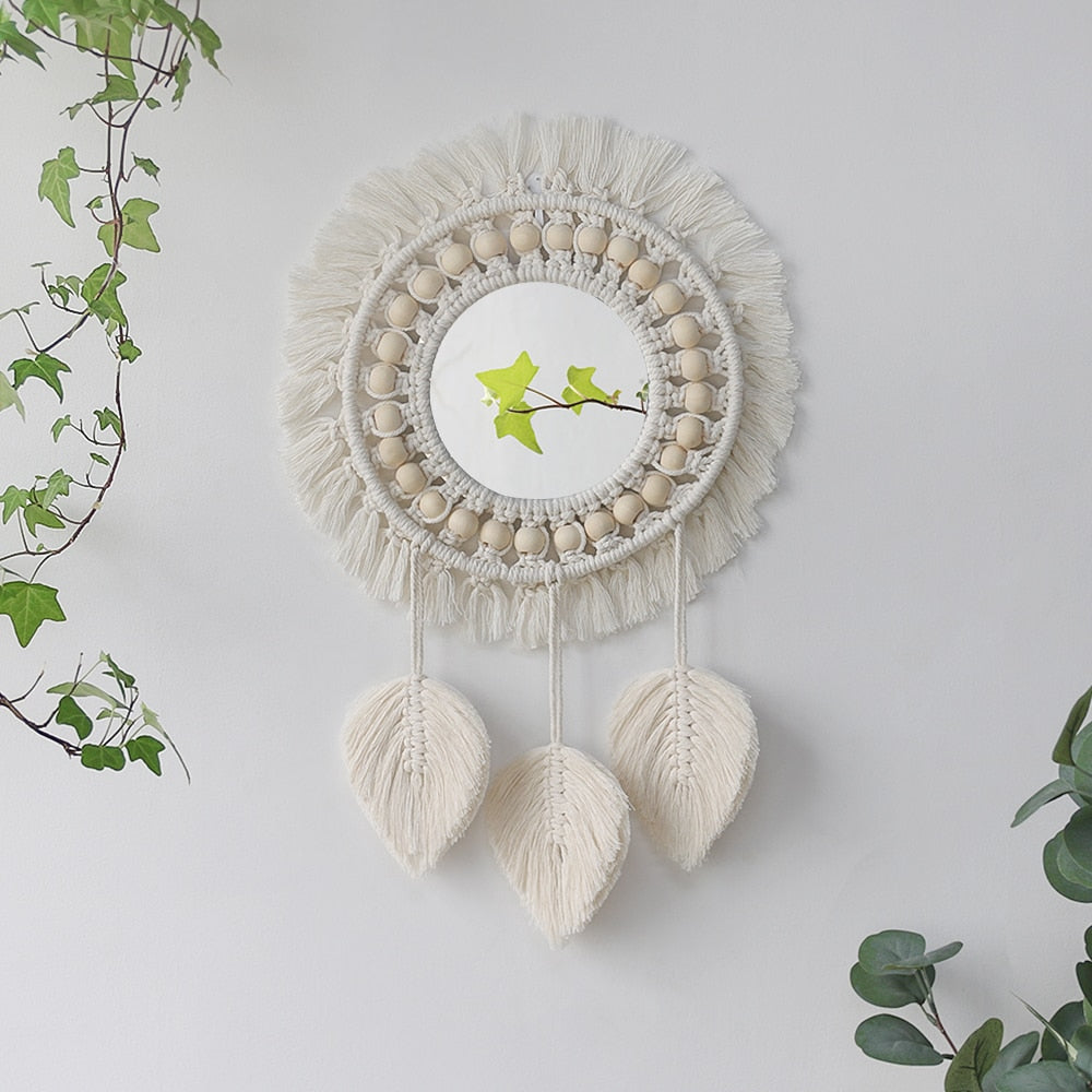 Boho Macrame Round Mirror