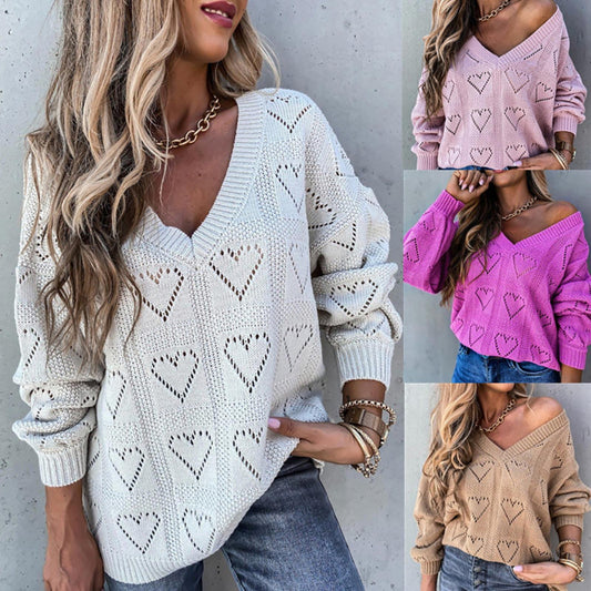 Love Heart Hollow Crochet Sweater