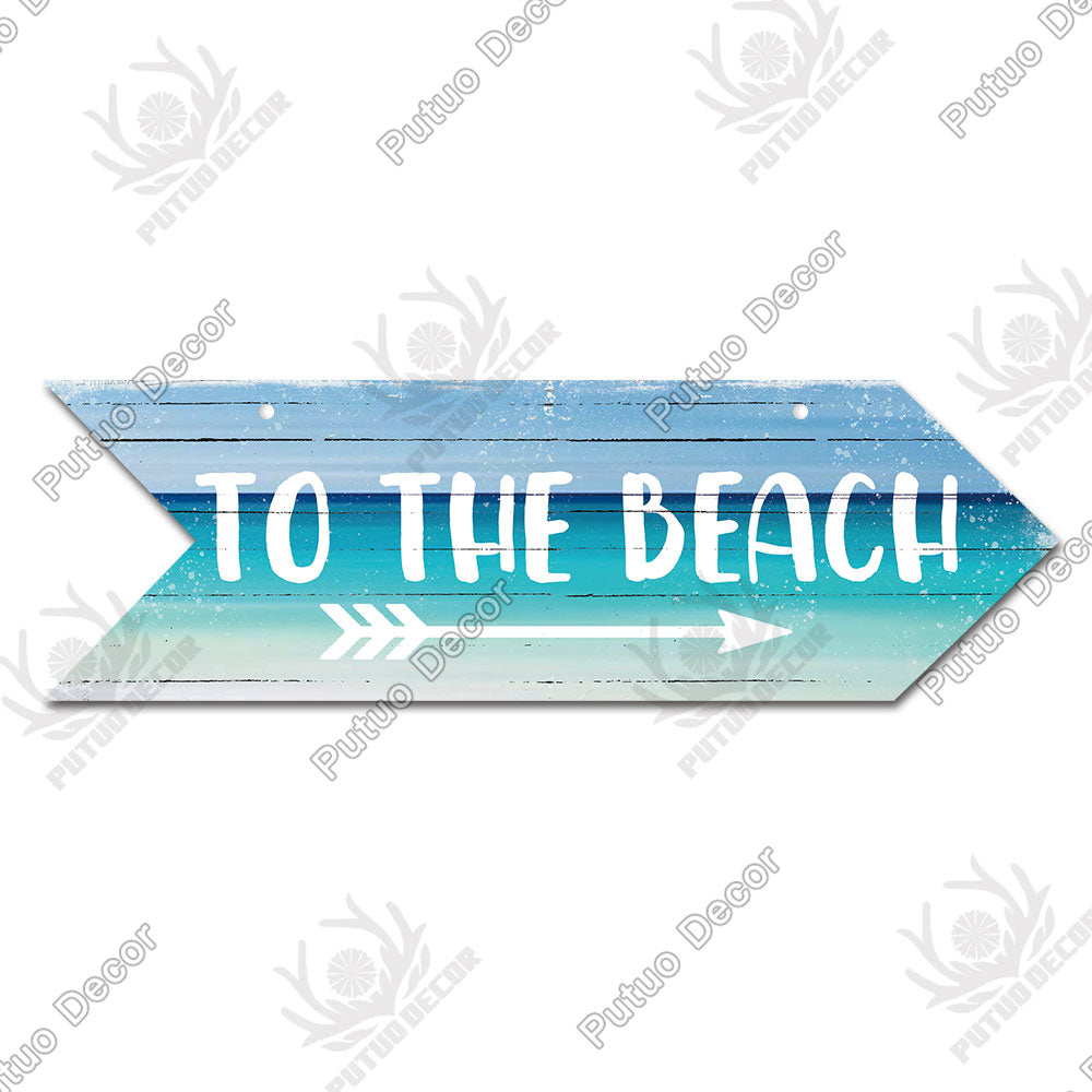 Beach Arrow Wooden Wall Plaque Sign