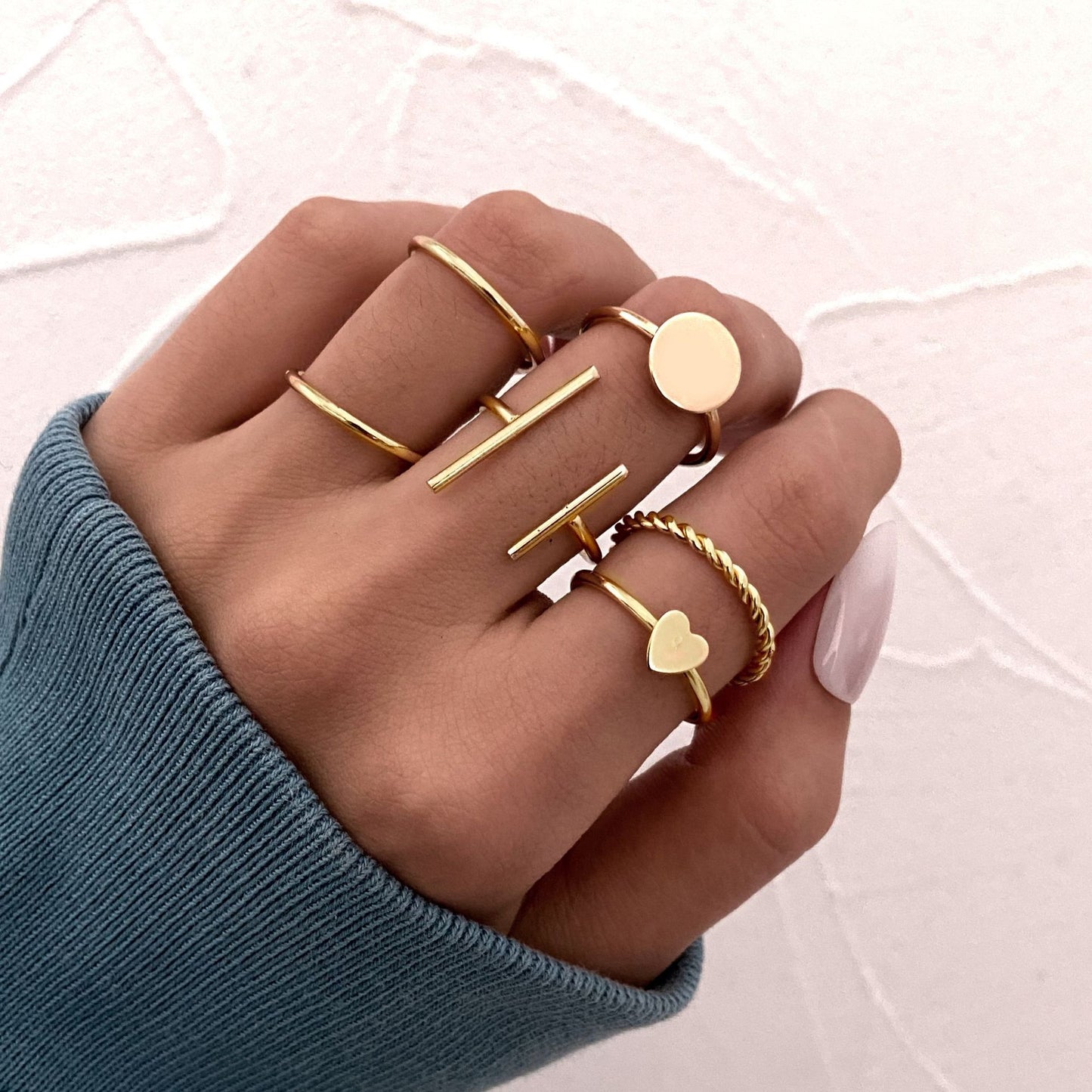 Bohemian Gold Color Rings Set