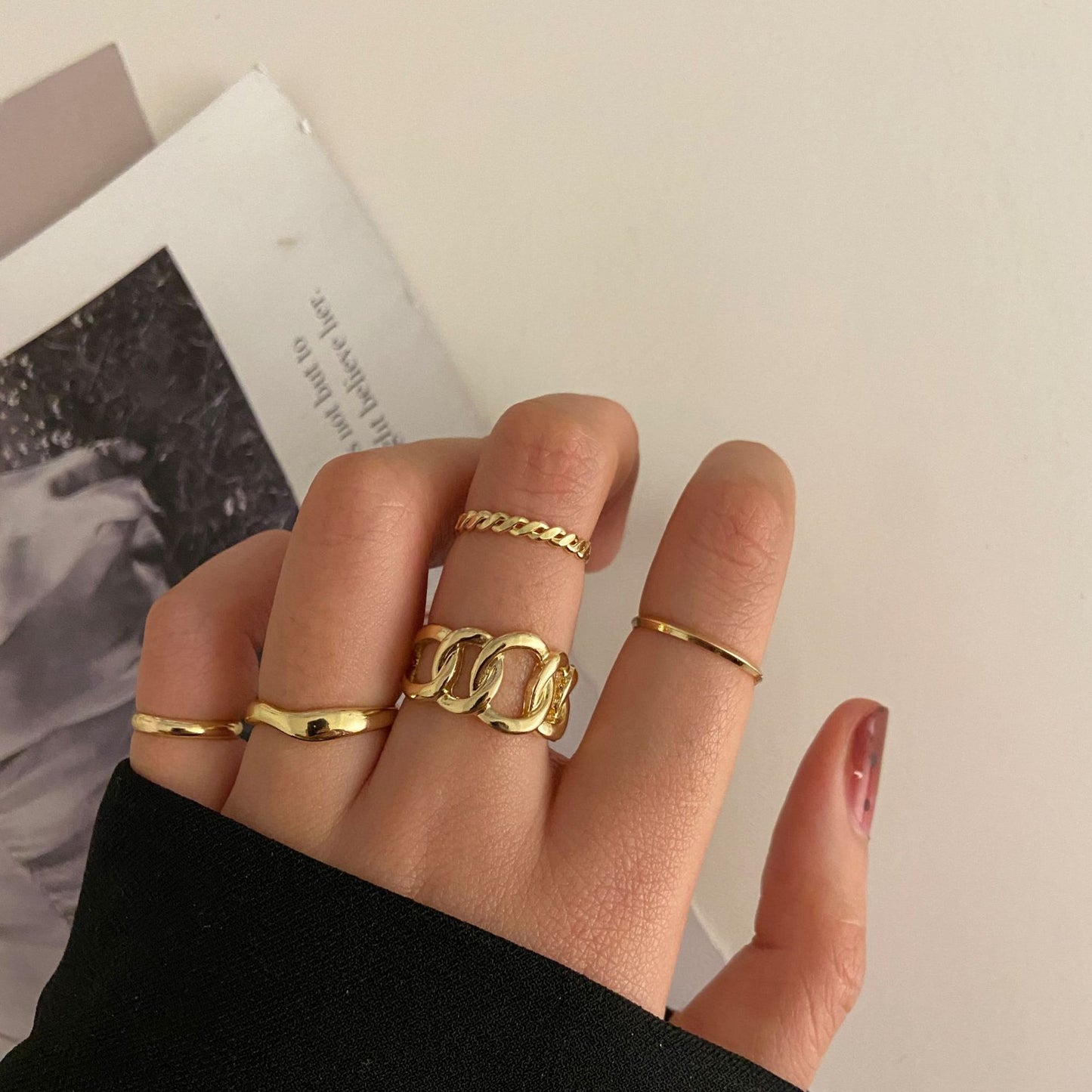 Bohemian Gold Color Rings Set