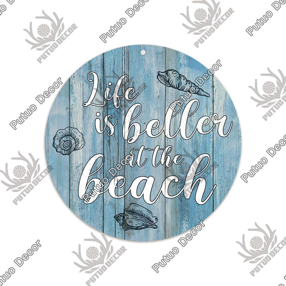 Beach Round Sign