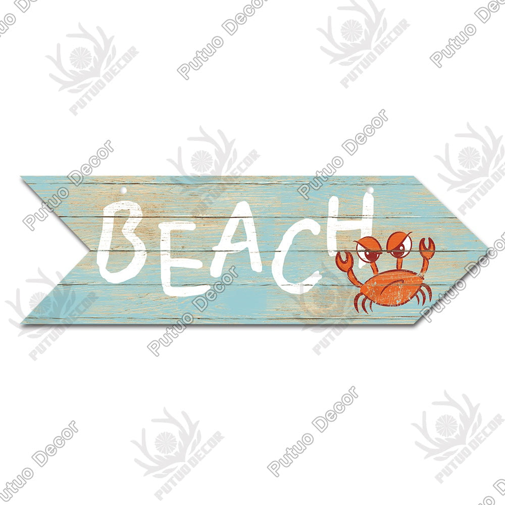 Beach Arrow Wooden Wall Plaque Sign