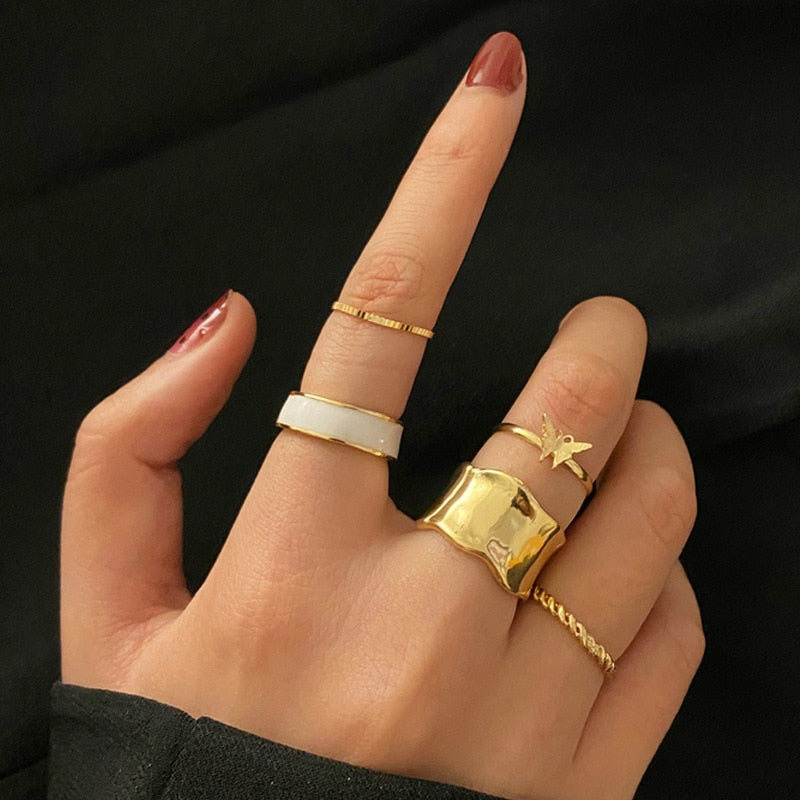 Bohemian Gold Color Rings Set