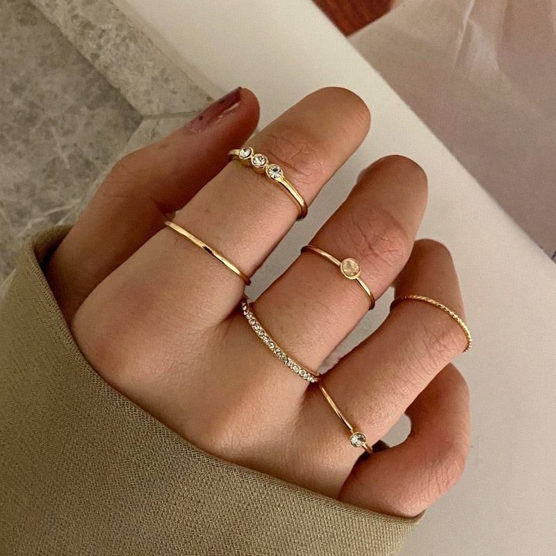 Bohemian Gold Color Rings Set