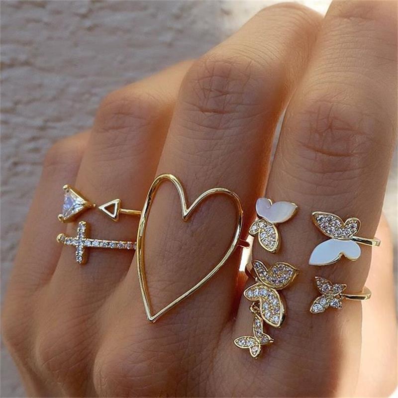 Bohemian Gold Color Rings Set