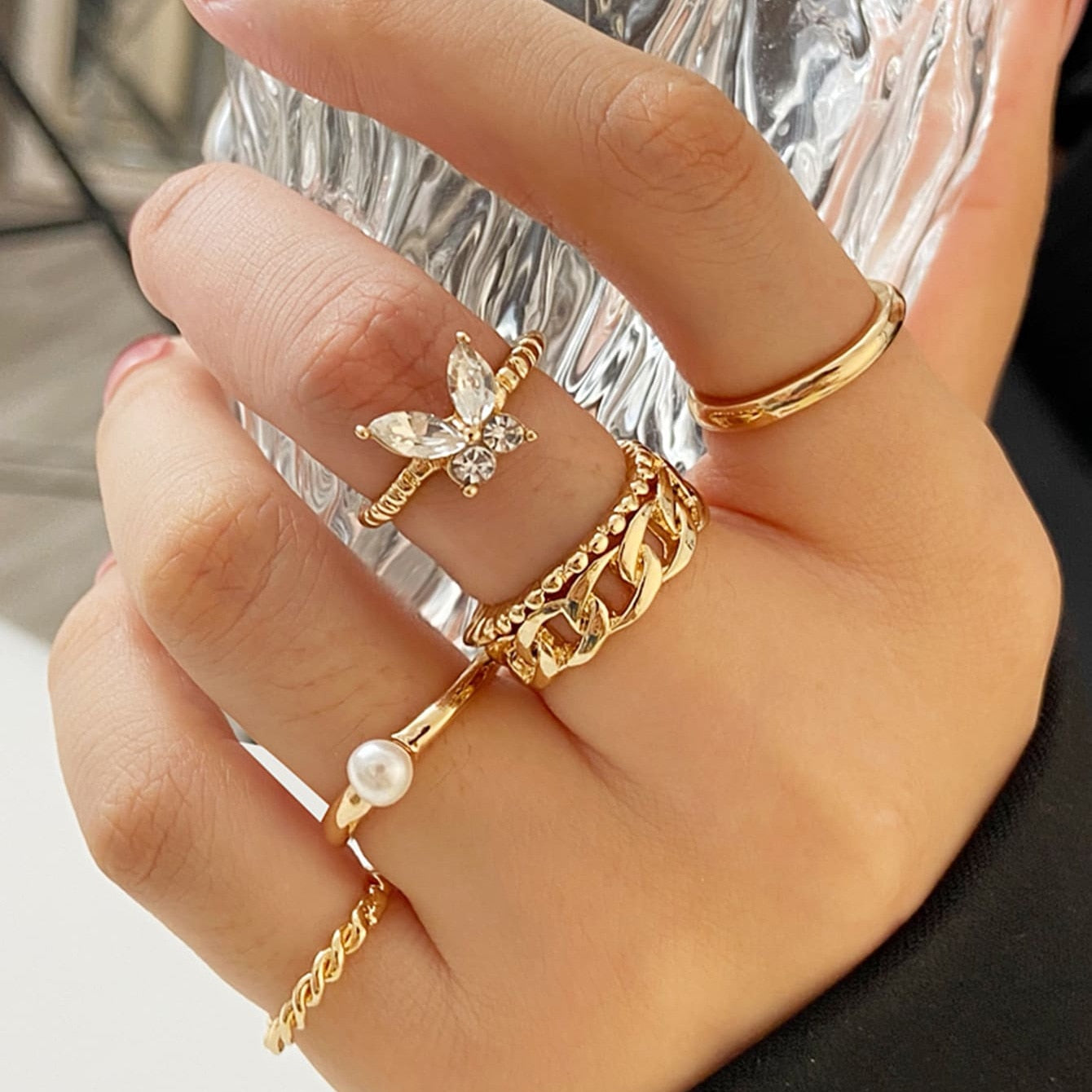 Bohemian Gold Color Rings Set