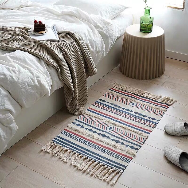 60x90cm Retro Bohemian Hand Woven Tassel Carpet