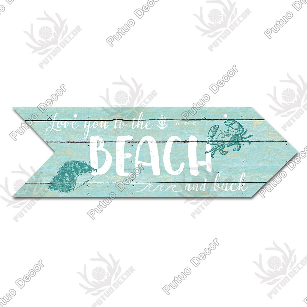 Beach Arrow Wooden Wall Plaque Sign