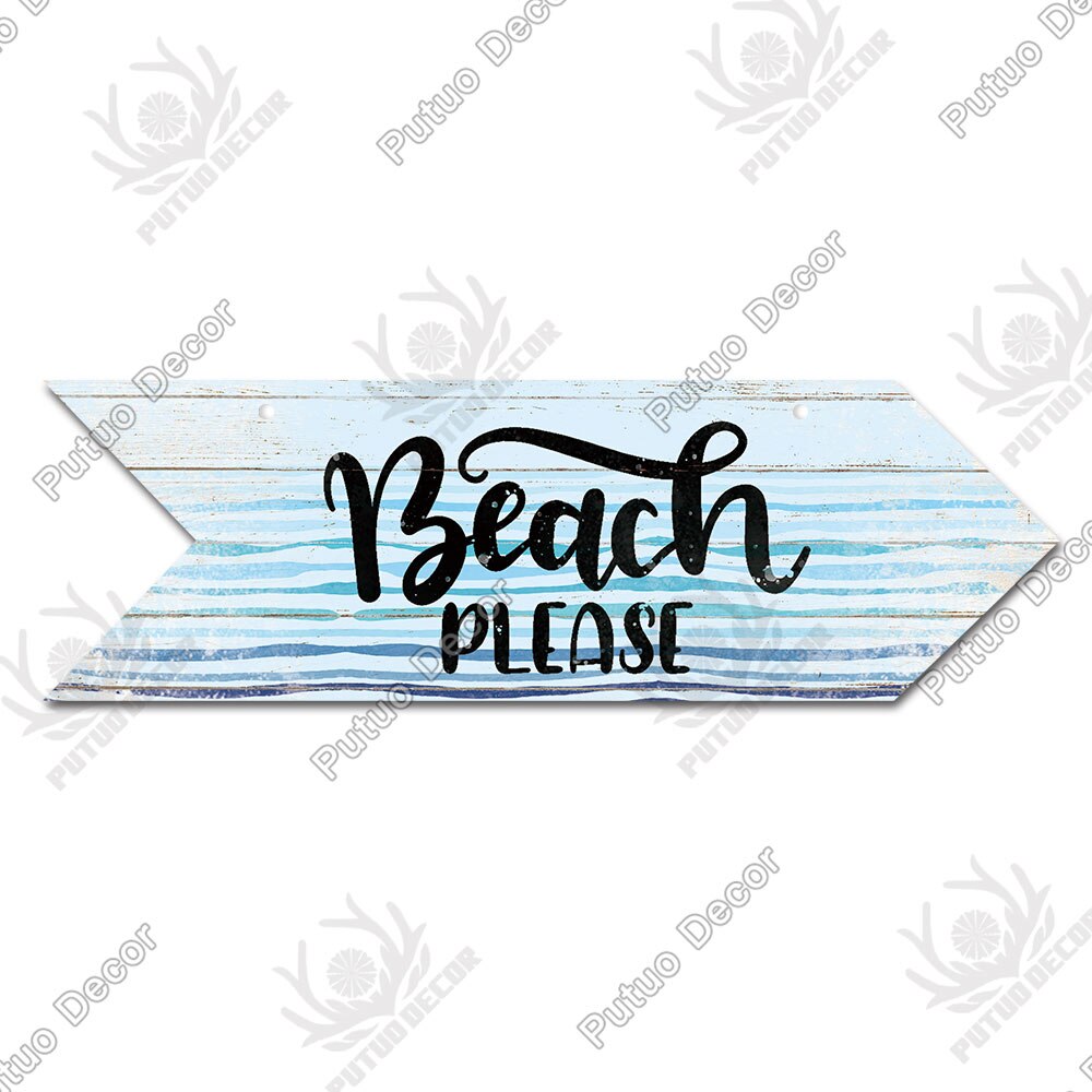 Beach Arrow Wooden Wall Plaque Sign