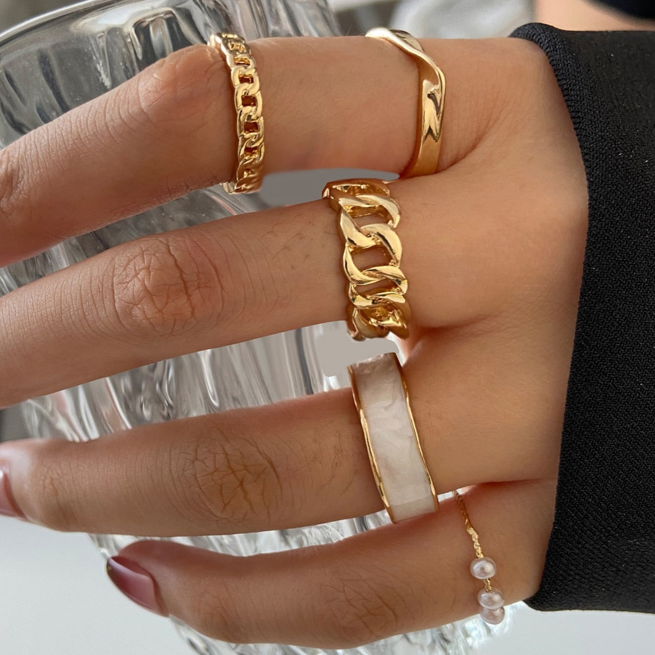 Bohemian Gold Color Rings Set