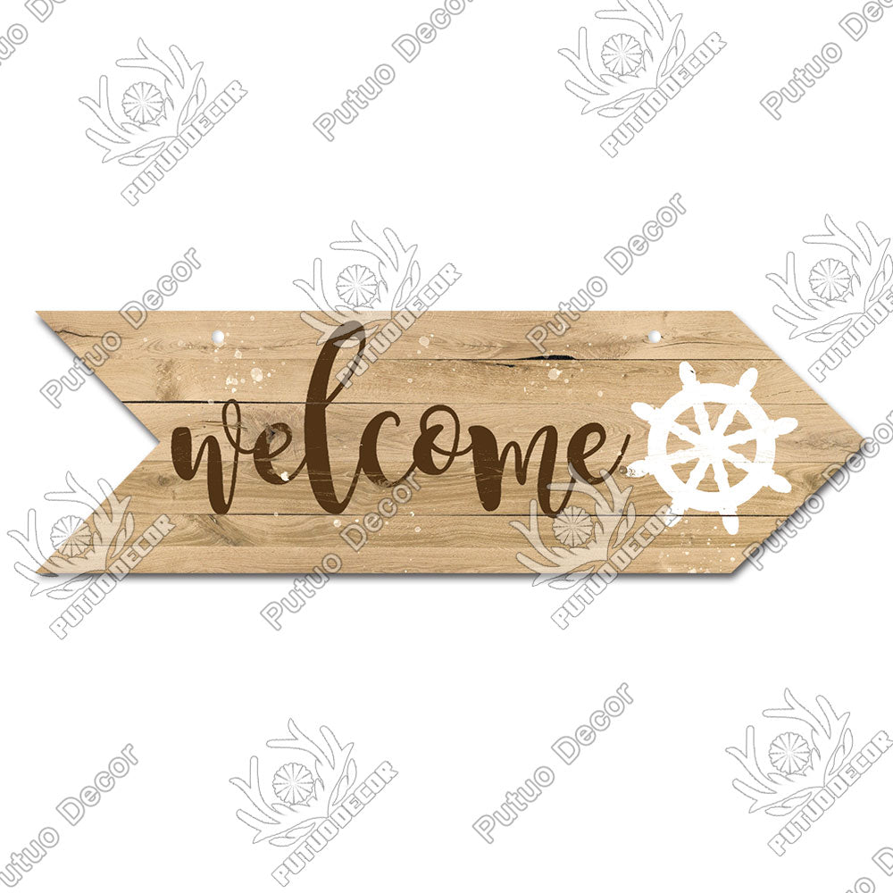 Beach Arrow Wooden Wall Plaque Sign