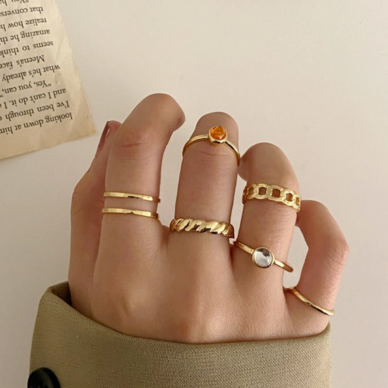 Bohemian Gold Color Rings Set