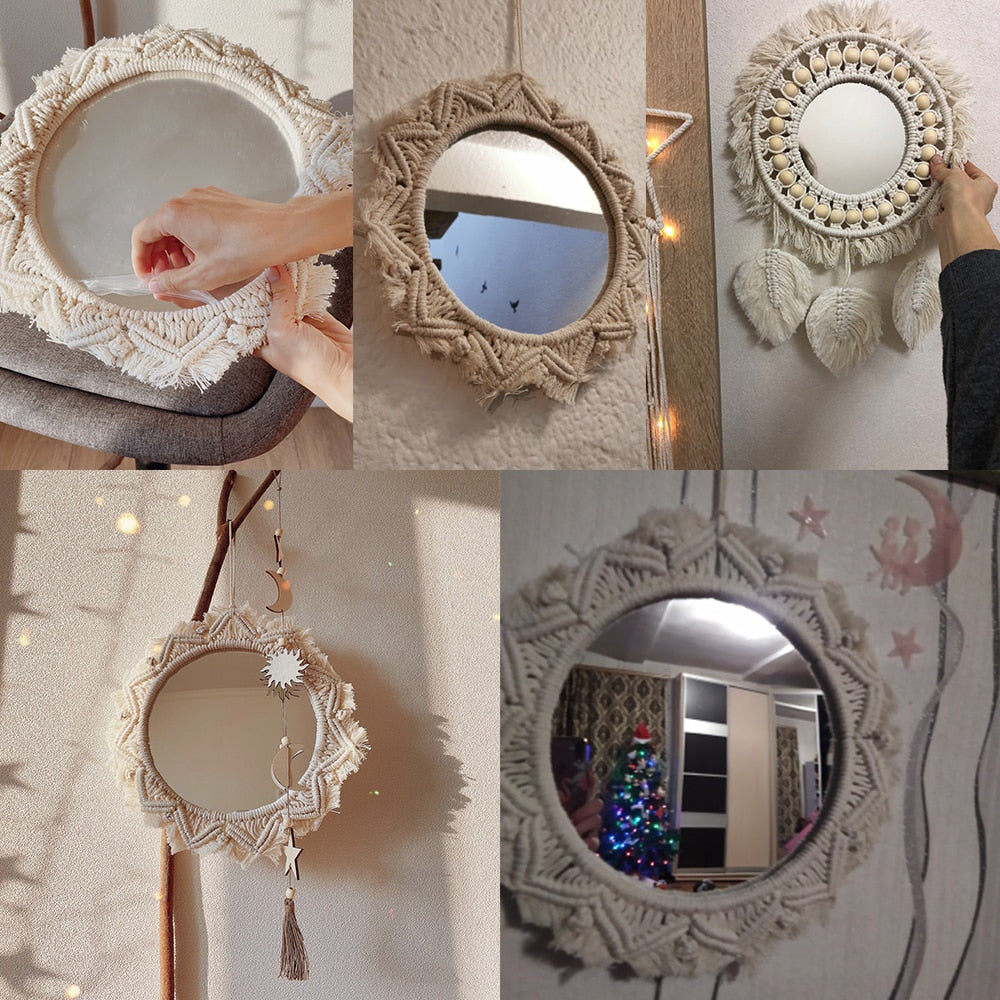 Boho Macrame Round Mirror