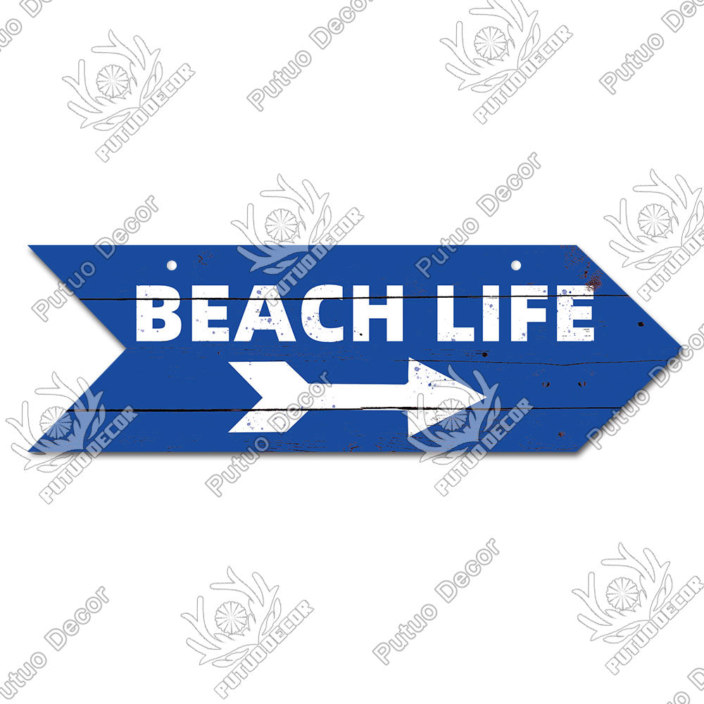 Beach Arrow Wooden Wall Plaque Sign