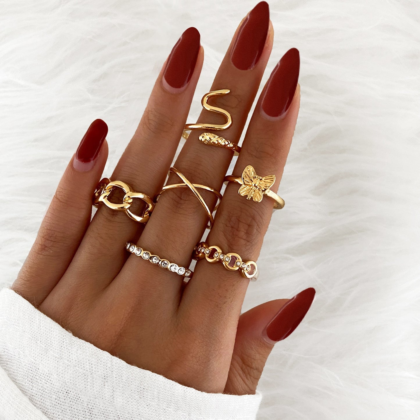 Bohemian Gold Color Rings Set