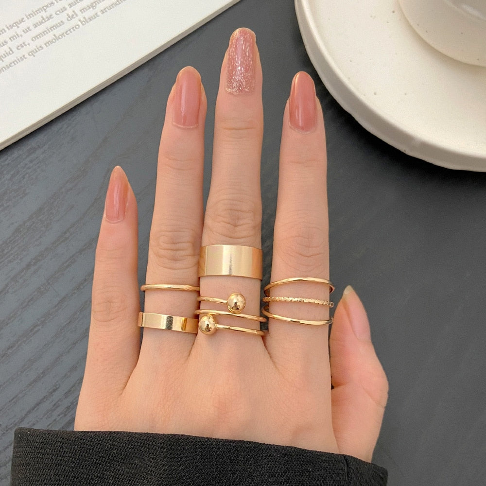 Bohemian Gold Color Rings Set