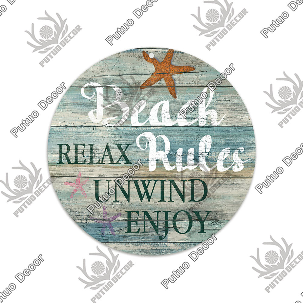 Beach Round Sign