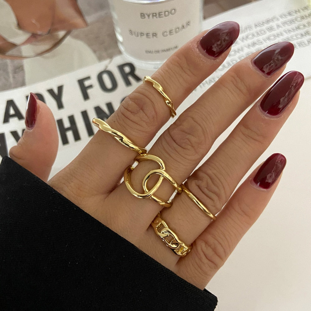 Bohemian Gold Color Rings Set