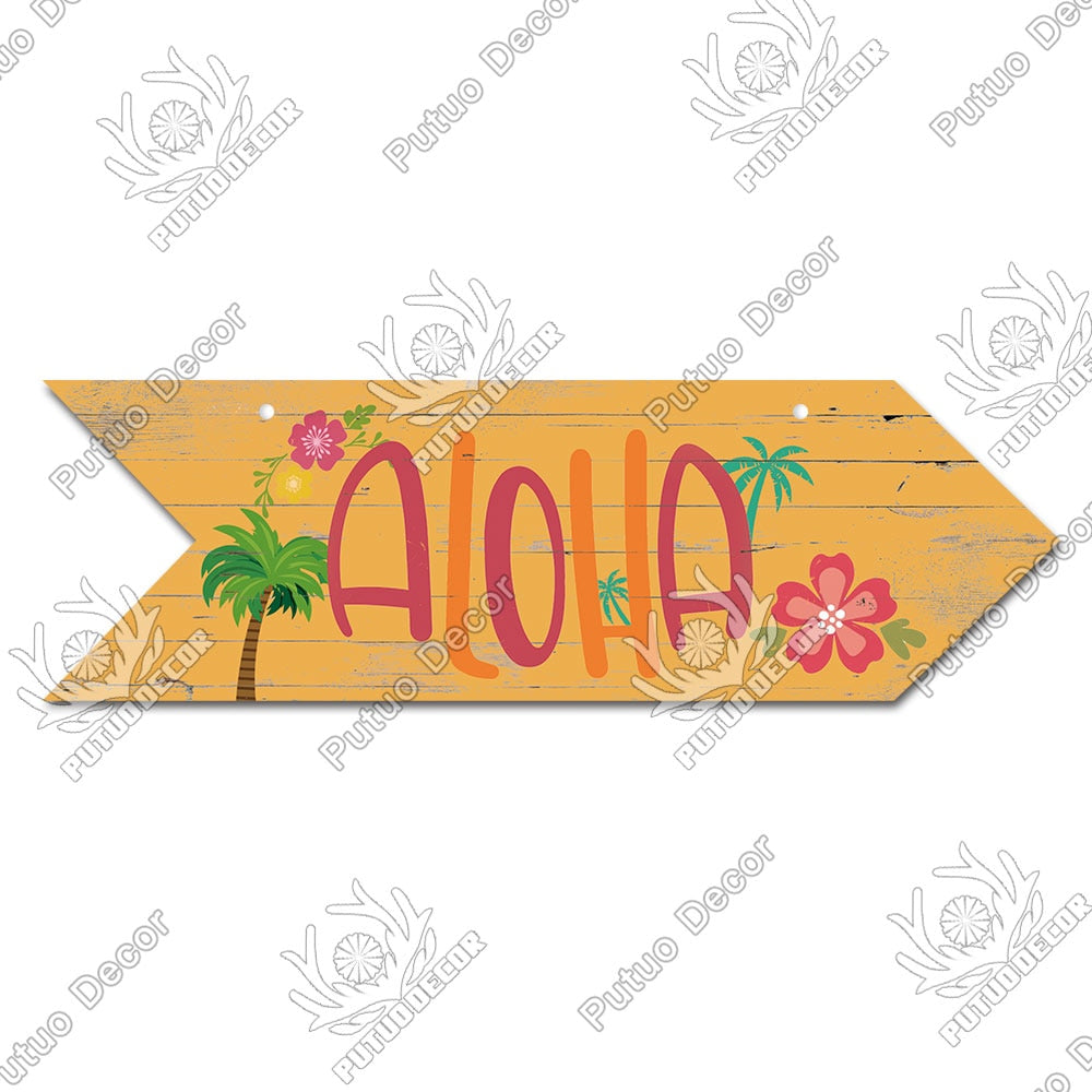 Beach Arrow Wooden Wall Plaque Sign