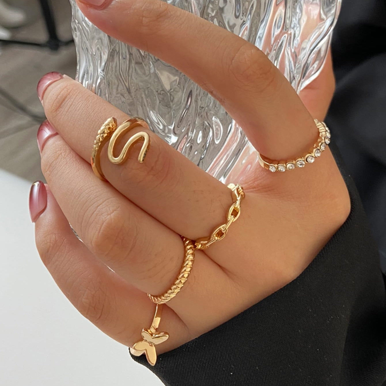 Bohemian Gold Color Rings Set