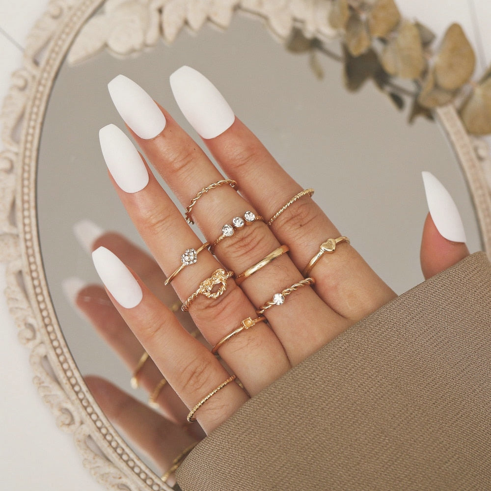 Bohemian Gold Color Rings Set