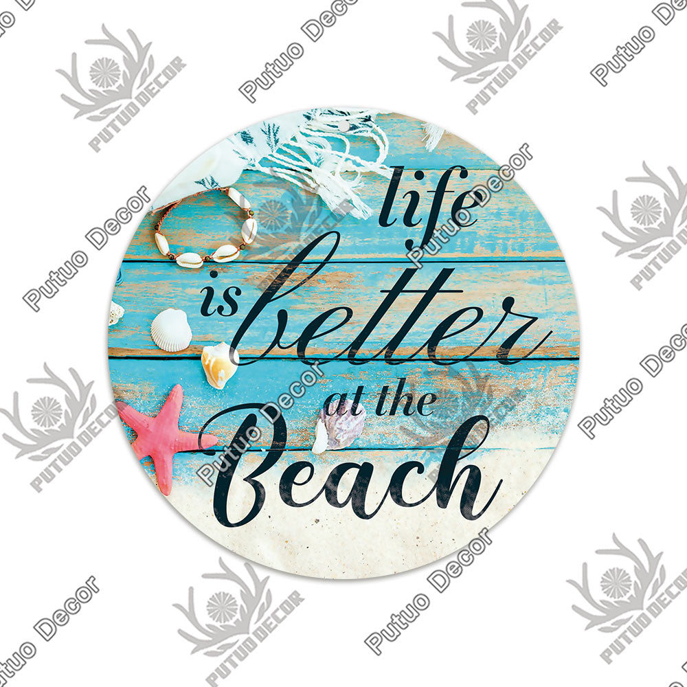 Beach Round Sign