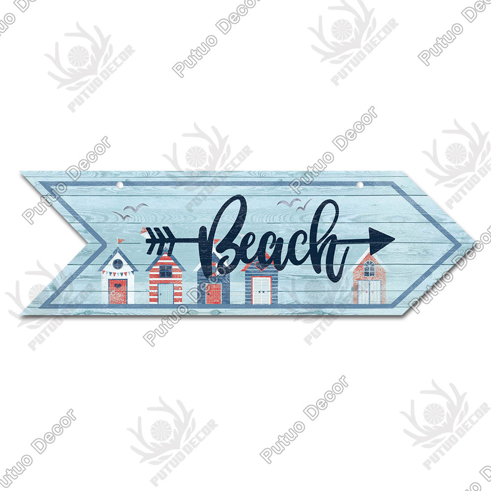 Beach Arrow Wooden Wall Plaque Sign