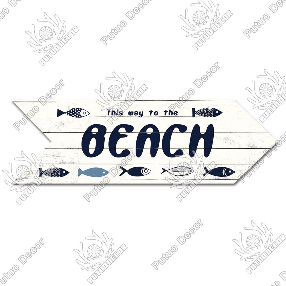 Beach Arrow Wooden Wall Plaque Sign