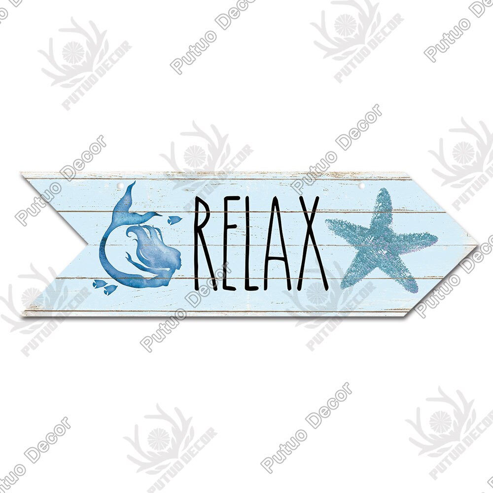 Beach Arrow Wooden Wall Plaque Sign