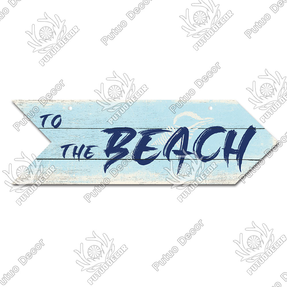 Beach Arrow Wooden Wall Plaque Sign